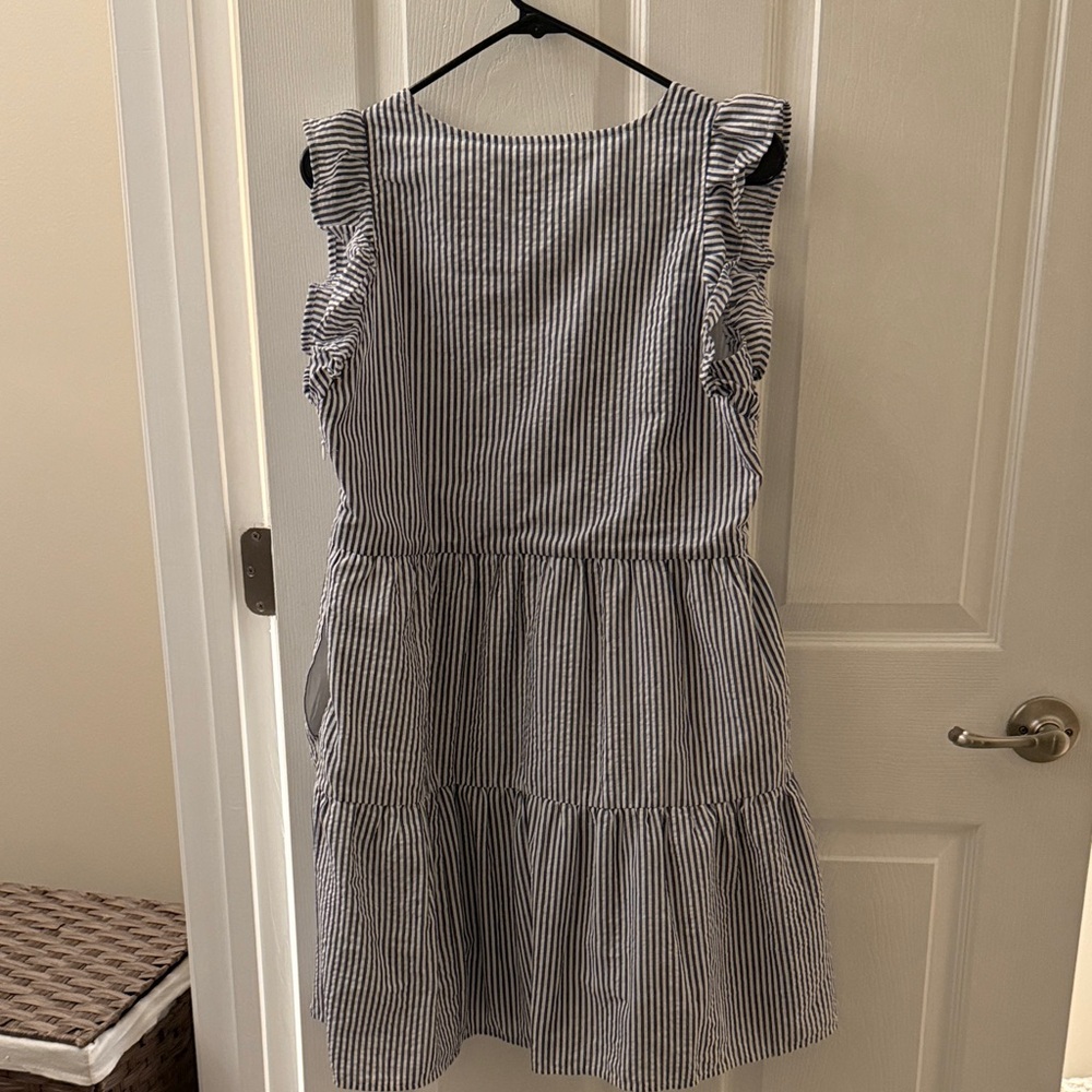 Striped Ruffle Sleeve Kids Dress - Picture 3 of 4